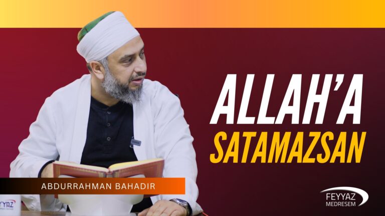 Bearded man in a white turban and robe reading a book on a bold maroon/orange poster.
